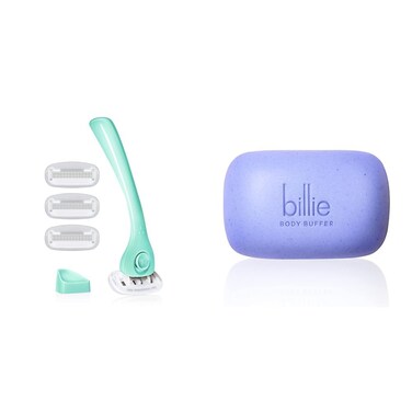 Billie Razors for Women Shave Kit &ndash; Razor + 4 x 5-Blade Razor Refills + Magnetic Holder &ndash; Minty &amp; Body Buffer - Pre-shave Exfoliating Bar - 3.5 oz