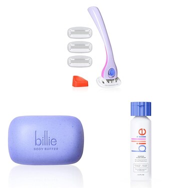 Billie Razors for Women Shave Kit &amp; Body Buffer - Pre-shave Exfoliating Bar - 3.5 oz &amp; Whipped Shave Cream - Lavender &amp; Bergamot Scent - 6.5 fl oz