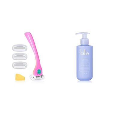 Billie Razors for Women Shave Kit &ndash; Women&rsquo;s Razor + 4 x 5-Blade Razor Refills + Magnetic Holder &ndash; Malibu &amp; V Smooth - Shave Gel + Cleanser for Pubic Hair &amp; Skin - pH-Balanced
