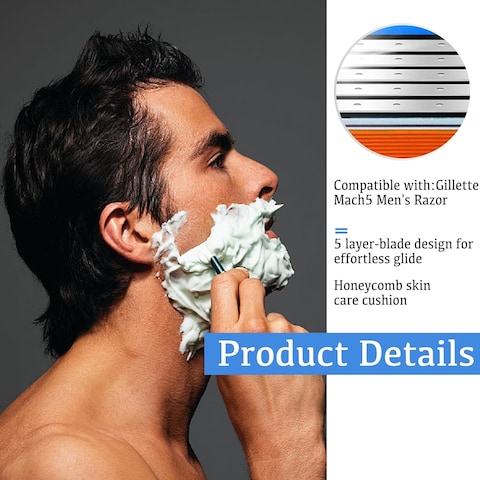 8PCS Blades Refills for Fusion 5 Razor, Extra Smooth 5 Layered Razors Refills, Razor Blades Men