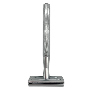 Shave Safety Razor with Brass Handle and 5 Platinum Coated Double Edge Safety Razor Blade Refills - Unique Brass Handle from Saki Shears (Steel)