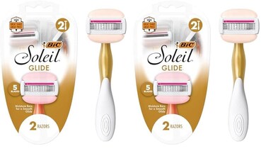 BIC Soleil Glide Disposable Razors for Women, 5 Blades With Shea Butter Moisture Strip For a Smooth Glide, 2 Piece Razor Set (Pack of 2)
