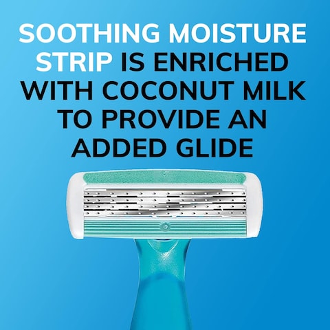 BIC Soleil Comfort 4-Blade Disposable Razors for Women Sensitive Skin Razor for a Smooth and Close Shave, 3 Piece Razor Set (Pack of 2)