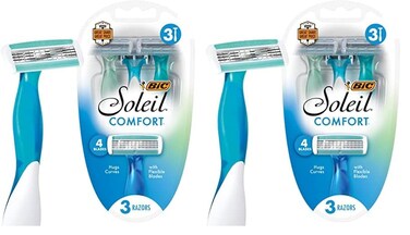 BIC Soleil Comfort 4-Blade Disposable Razors for Women Sensitive Skin Razor for a Smooth and Close Shave, 3 Piece Razor Set (Pack of 2)