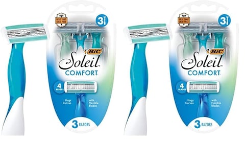 BIC Soleil Comfort 4-Blade Disposable Razors for Women Sensitive Skin Razor for a Smooth and Close Shave, 3 Piece Razor Set (Pack of 2)