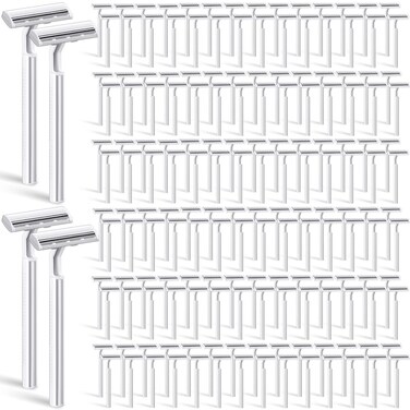 300 Pieces Disposable Razors Bulk for Women Individually Wrapped Hotel Guest Shaving Razors Safety Stainless Steel Twin Blades Women's Razors Shaver for House Travel Home Use Portable, White