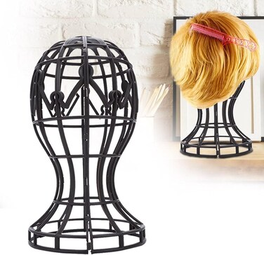 YUYTE Wig Stand, Portable Wig Stand Holder Wig Display Stand, Professional Holder Wig Head Stand Hatstand Travel Wig Stand for All wigs and Hats[Black]