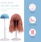 Wig Stand - Plastic Wig Stand 2 Packs Portable Foldable Wig Hat with Velvet Cover Holder Height Adjustable (12-18.8 Inches) Easy to Install Support Wig Display Stand (white)