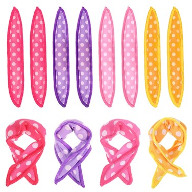 8pcs Pillow Rollers for Hair,8.1 X 1.38 In Pillow Curlers,Soft Sponge Pillow Rollers for Long, Short, Thick &amp; Thin Hair Spiral Curls Hair Styling Rollers (4colors)