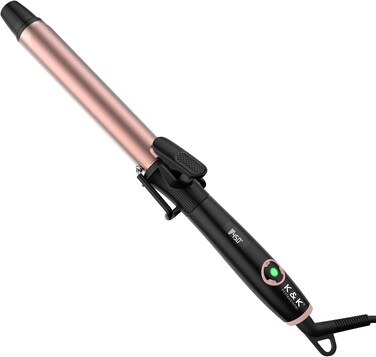 1.2 Inch Curling Iron with Clipped Tourmaline Ceramic Barrel Professional 1 1/5 Inch Hair Curler up to 450&deg;F Dual Voltage for Traveling 60 Mins Auto Off Suit for Different