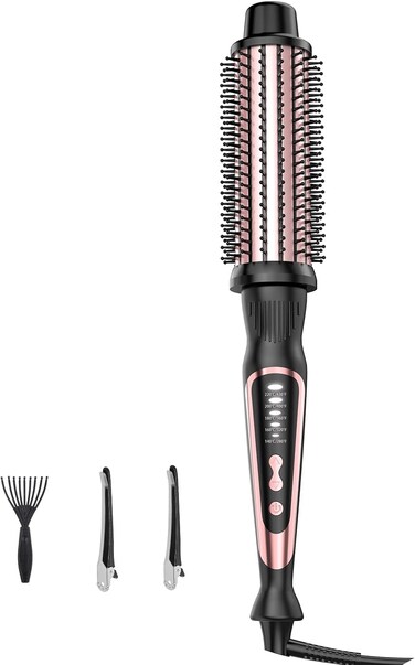Thermal Brush, Heated Round Brush &amp; Curling Iron with Ceramic Ionic Technology, Hair Tools for Volumizing &amp; Styling, Travel-Friendly Hot Comb with Adjustable Temperature