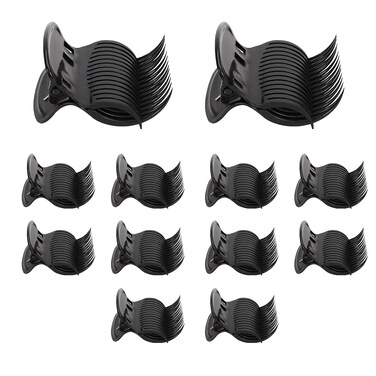 12Pcs Hot Roller Clips Plastic Hot Hair Curler Claw Clips Replacements Replacement Hair Perm Insulation Clip for Small Medium Large and Jumbo Hair Rollers (Black)