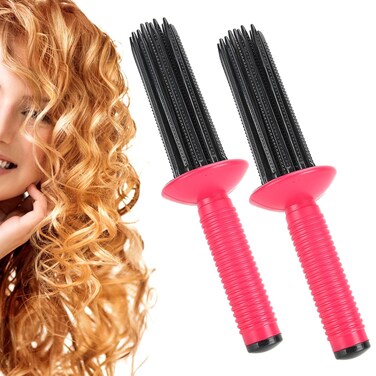 Hair Curler, Resin Material, Hair Fluffy Curling Roll Comb, Anti-Slip Curling Wand Hairstyling Tools, Portable Round Spin Brush Kit for Salon Home Personal Use