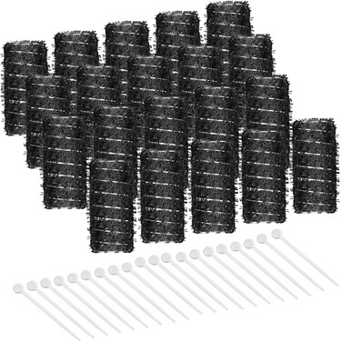 20 Hair Curler Rollers and Plastic Picks for Women and Girls' Stylish Curls (Black, 2.5 x 0.7 Inch)