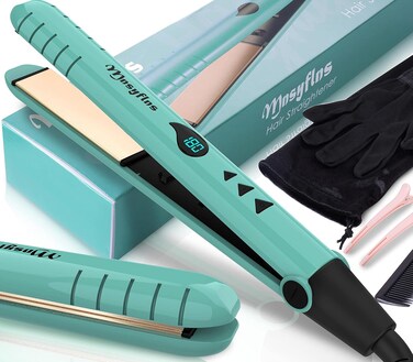 Hair Straightener, Portable 2-in-1 Flat Iron Hair Straightener and Curler, Professional Flat Iron Curling Iron in One All Hairstyles,15s Fast Heating, Adjustable Temp, Gift for Girls Women