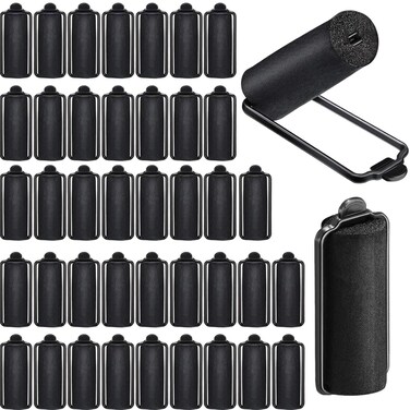 WILLBOND 40 Pieces Satin Hair Rollers for Black Hair - Soft Flexible Wave Curlers for Hairdressing