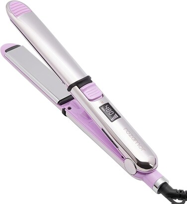 Professional Flat Iron Hair Straightener, Ionic Fast Heating Hair Tools, Titanium Hair Straightener, Purple 2 in 1 Dual Voltage Hair Straightener Curler for All Hairstyles