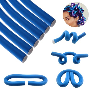 10 Pieces Flexible (blue) curling iron soft foam curling iron soft foam no heat curling iron suitable for natural hair short medium and long straight hair (0.63in*9.45in)