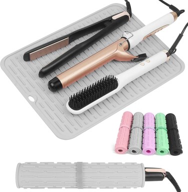 AMIJEAL Oversize Silicone Heat Resistant Mat for Hair Tools: Curling Irons, Flat Irons, Hair Straightener, Portable Travel Hot Tools Pad Cover(14.2" x 11.0")