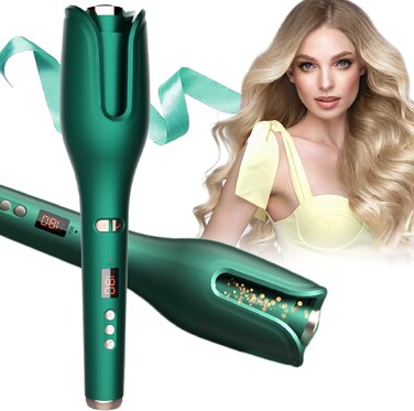 Special Edition Emerald Automatic Hair Curler 1" Ceramic Barrel, Curling Iron with 5 Adjustable Temp, Ideal for Shoulder-Length Hair between 6-16&rdquo; inches (Emerald)