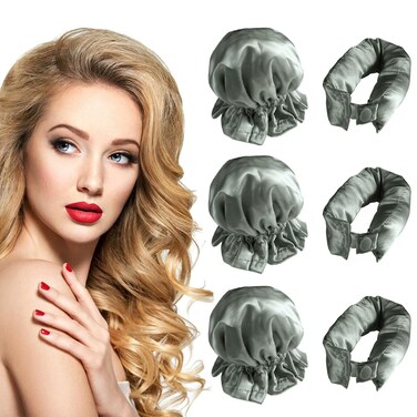 NuAngela Hair Rollers Set, 3Pcs Satin Heatless Curling Rods, Heatless Curls with Cap for All Hair Types, No Heat Curling