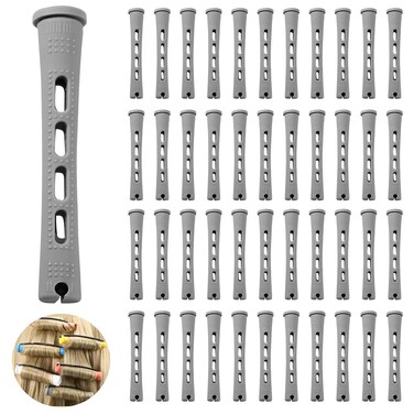 60 Pcs Perm Rods 0.59" Grey Hair Rollers Cold Wave Rods Long Short Hair Rollers Curling Rods