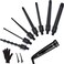 7 in 1 Curling Wand Set: Ohuhu Curling Iron Wand 7Pcs 0.35 to 1.25 Inch Interchangeable Ceramic Barrel Heat Protective Glove 2 Clips Dual Voltage Hair Curler for Girls Women Black
