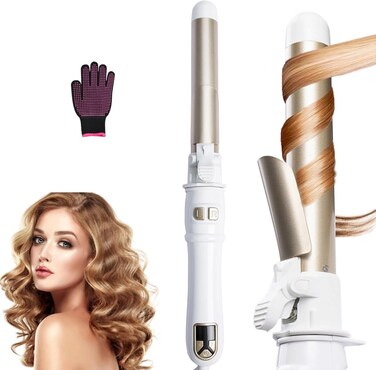 Rotating Curling Iron 28mm/1.1 inch Professional Automatic Wave Hair Curling Wand Fast Heating Hair Curlers for Long/Middle/Short All Hair (White)