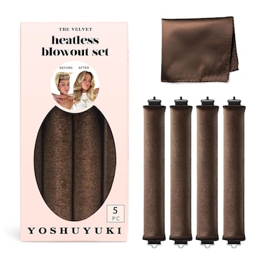 Heatless Curls Overnight Rods No Heat Hair Curlers to Sleep Jumbo Foam Large Hair Rollers for Long Short Hair Heatless Curling Rod Set Styling Tools with Satin Hair Wrap for Sleeping Brown