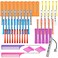 60 Pcs Perming Rods Set - 8 Sizes Cold Wave Rollers with Rat Tail Combs, Clips for Long and Short Natural Hair Styling, Hairdressing Kit
