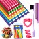 Syhood 44 Pieces Flexible Hair Twist Curling Rods Set, No Heat Hair Curler with Rat Tail Comb and Edge Brush, Hair Styling Tools for Women, 7 Sizes