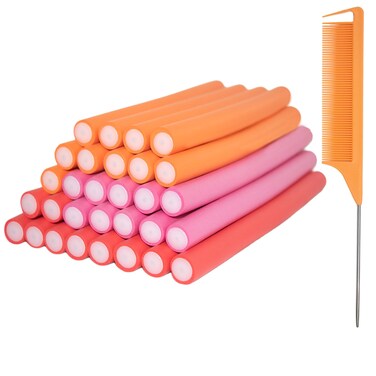 30pcs Flexible Curling Rods Flexi Foam Rollers Twist 9.45&rdquo; Flex Foam Hair Curlers No Heat Twist Rods for Long Medium Short Hair (Diameter 2.0cm, 30rods)