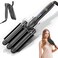 Hair Crimper 1 Inch, 3 Barrel Beach Wave Curling Iron, Foldable 25mm 3 Barrel Hair Waver, Adjustable 4 Temperature Settings Heat Up Quickly Hair Curler Curling Wand with LCD Temperature Display