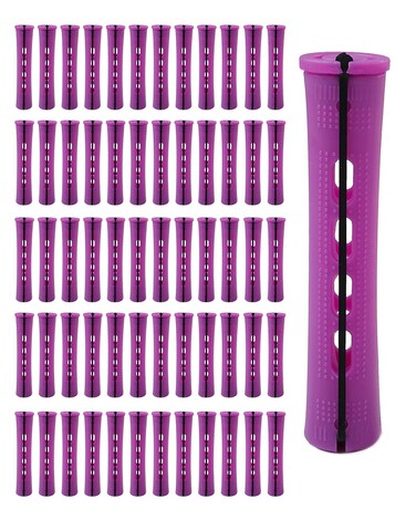 DF DUALFERV 60pcs Perm Rods for Women's Natural Hair, Purple, 0.75inch - Hair Roller Curler Perm Rods for Long Medium Small Hair - Plastic Cold Wave Rods, Hairdressing Styling Tool