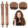 Satin Heatless 2PCS Curlers Set with Hairnet, Overnight Hair Curling Tools for Lazy Curl Styling (Coffee)