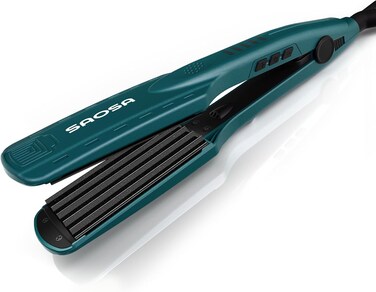 Ceramic Hair Crimper Iron 39mm for Volumizing Fluffy Hairstyle, Corrugation Crimper Hair Iron, Anti Static Ceramic Hair Crimping Iron Adjust Temperature (Turquoise)