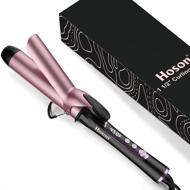 1 1/2 inch Curling Iron, Dual Voltage Large Hair Curling Iron Heat up to 450&deg;F, Professiona Curling Wand Ceramic Tourmaline(Rose Gold)