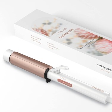 1 1/2 inch Curling Iron Large Barrel, Dual Voltage Curling Iron Ceramic, Professional Big Curling Wand for Long Hair