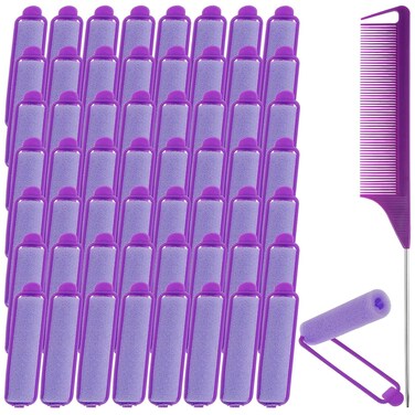 56Pcs Sponge Rollers Set, Self-Grip Heatless Foam Curlers for Long, Medium &amp; Short Hair, Hair Volumizing Rollers with Pintail Comb