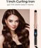 1 Inch Extra Long Barrel Curling Iron, Ceramic Tourmaline Curling Wand Professional Dual Voltage