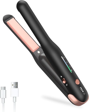 Cordless Hair Straightener, Mini Cordless Flat Iron Straightener and Curler 2 in 1, Anti-Scald &amp; 3 Adjustable Temp,Travel Size Preferred Gifts