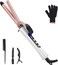 Curling Wand 19mm Professional Ceramic Hair Curling Iron with Clip for Short to Long Hair Styler Curler, Digital Display, Hair Curler Wand with Glove, Dual Voltage