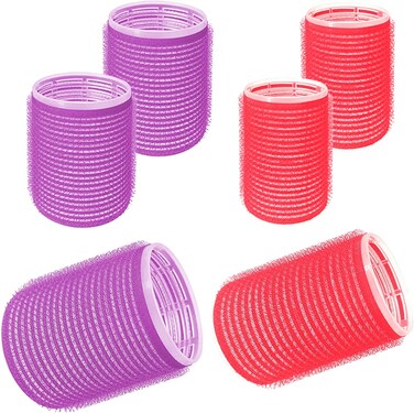 Jumbo Hair Rollers, 6 Packs Large Rollers For Hair, Self Grip Salon Hairdressing Curlers, Hair Curlers Sets, DIY Curly Hairstyle, Colors May Vary, (3xJumbo+3xLarge)