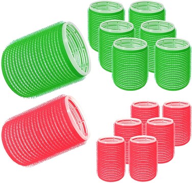 Jumbo Hair Rollers, 12 Packs Large Rollers For Hair, Self Grip Salon Hairdressing Curlers, Hair Curlers Sets, DIY Curly Hairstyle, Colors May Vary, (6xJumbo+6xLarge)