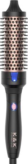 K&amp;K Heated Curling Brush - 1.5 Inch Ceramic Tourmaline Ionic Volumizing Hot Brush for Root Volume &amp; Loose Curls (Black)