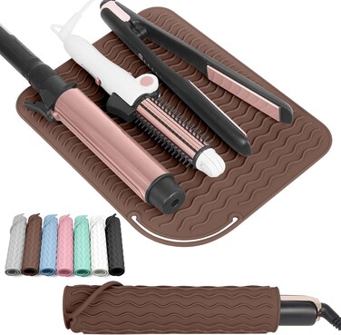 Larger Size Silicone Heat Resistant Mat for Curling Irons, Flat Irons, Hair Straightener and Other Hair Styling Tools, Portable Hot Tools Pad Cover for Travel Vanity Salon(12.0" x 9.0")