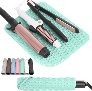 Larger Size Silicone Heat Resistant Mat for Curling Irons, Flat Irons, Hair Straightener and Other Hair Styling Tools, Portable Hot Tools Pad Cover for Travel Vanity Salon(12.0" x 9.0")