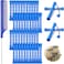 48 Pieces Cold Wave Plastic Curlers with Steel Pintail Rat Tail Comb for Hairdressing and Styling (Blue, 0.35 Inch/ 0.9 cm)