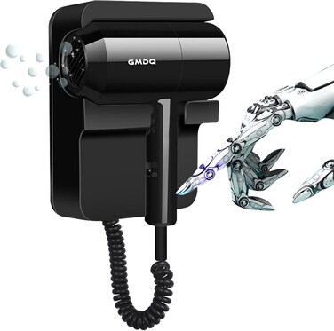 Hotel Wall Mounted Hair Dryer for Bathroom,Restroom Professional Blow Dryer,with Stand Rack,Specialised Motor for Salon,Fast Drying - Gifts【Massage air Cushion Comb, Screws+ Adhesive】 110V