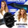 Professional 2200W Ionic Salon Hair Dryer - Professional Blow Dryer - Hair dryers for Women - Hairdryer with Diffuser (Black/Blue)